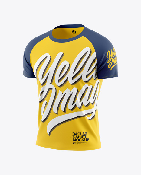 Download Men's Raglan T-Shirt Mockup in Apparel Mockups on Yellow Images Object Mockups