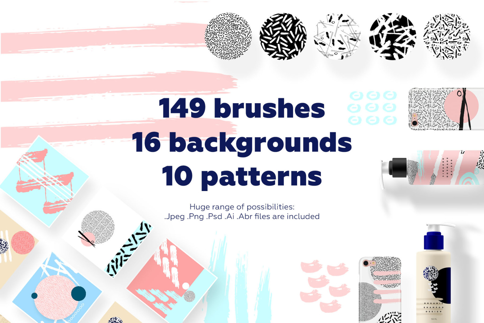 Download Free Brushes Backgrounds Patterns In Brushes On Yellow Images Creative Store PSD Mockup Template