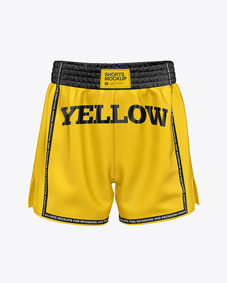 Download Shorts Mockup Front View In Apparel Mockups On Yellow Images Object Mockups