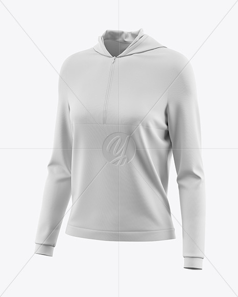 Download Women S Half Zip Hoodie Mockup In Apparel Mockups On Yellow Images Object Mockups