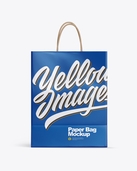 Download Glossy Shopping Bag W Rope Handles Mockup In Bag Sack Mockups On Yellow Images Object Mockups PSD Mockup Templates