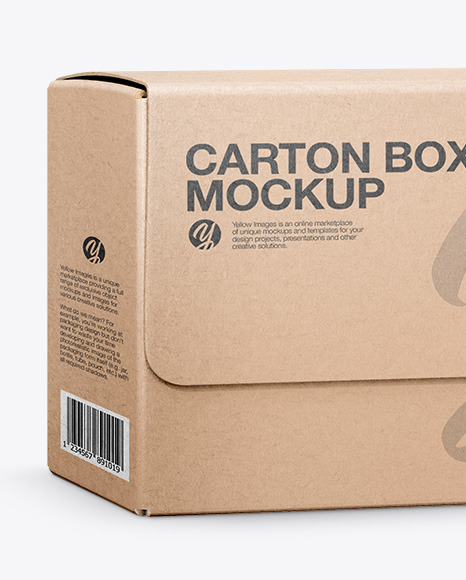 Carton Kraft Box Mockup In Box Mockups On Yellow Images Object Mockups