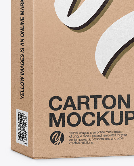 Download Carton Kraft Box Half Side View In Box Mockups On Yellow Images Object Mockups Yellowimages Mockups