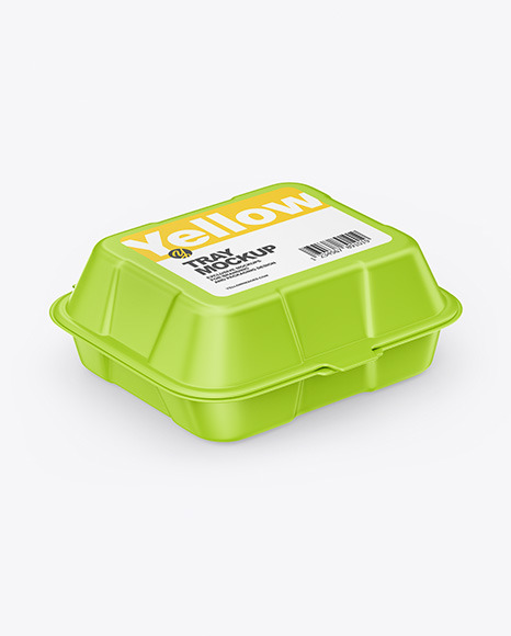 Matte Tray with Paper Label Mockup PSD #2