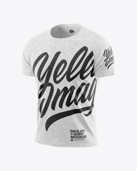 Melange Men S Raglan T Shirt Mockup In Apparel Mockups On Yellow Images Object Mockups