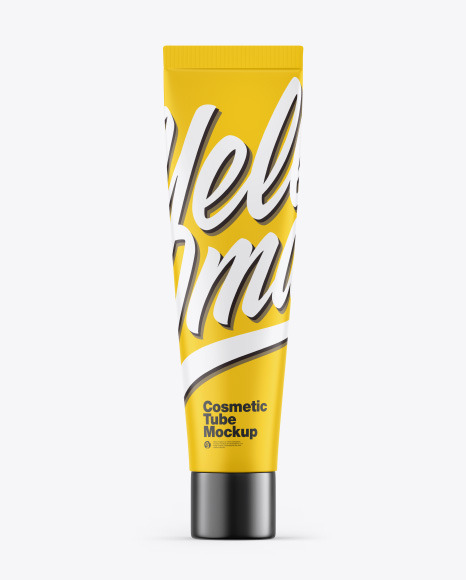 Download Matte Cosmetic Tube W Metallic Cap Mockup In Tube Mockups On Yellow Images Object Mockups