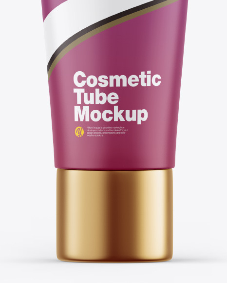 Matte Cosmetic Tube W Metallic Cap Mockup In Tube Mockups On Yellow Images Object Mockups