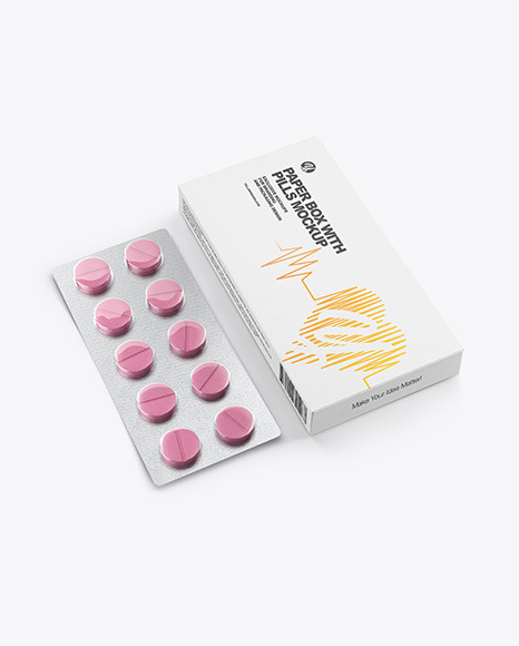 Download Paper Box Pills Mockup In Box Mockups On Yellow Images Object Mockups PSD Mockup Templates