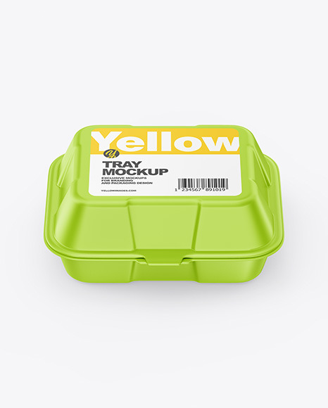 Matte Tray With Paper Label Mockup In Tray Platter Mockups On Yellow Images Object Mockups