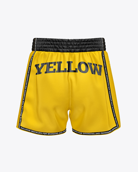 Download Shorts Mockup - Back View in Apparel Mockups on Yellow ...