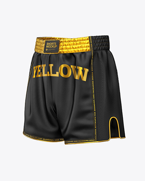 Shorts Mockup Front Half Side View In Apparel Mockups On Yellow Images Object Mockups