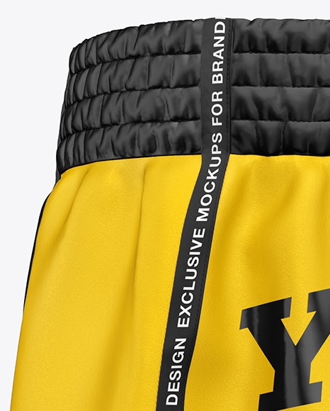 Shorts Mockup Back Half Side View In Apparel Mockups On Yellow Images Object Mockups