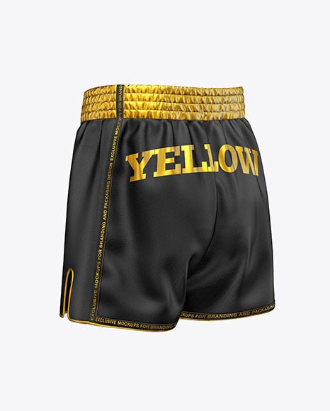 Shorts Mockup Back Half Side View In Apparel Mockups On Yellow Images Object Mockups