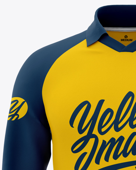 Men S Raglan Soccer V Neck Jersey Front View In Apparel Mockups On Yellow Images Object Mockups