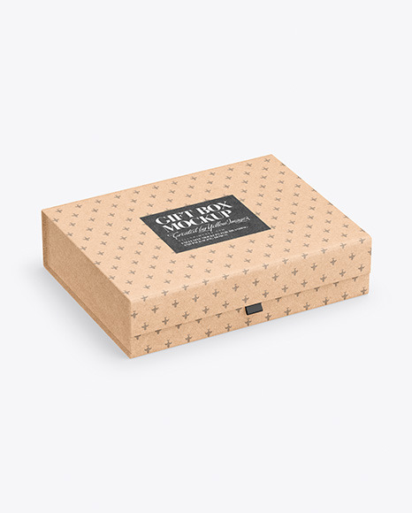 Download Gift Kraft Box Mockup In Box Mockups On Yellow Images Object Mockups