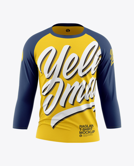 Download Men S Raglan T Shirt 3 4 Sleeves In Apparel Mockups On Yellow Images Object Mockups