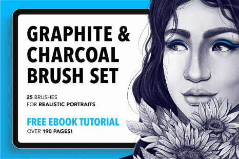 25 Graphite & Charcoal Procreate Brushes for Portraits