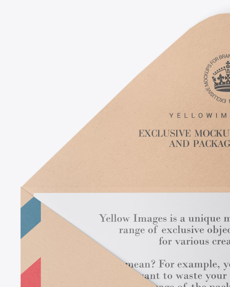 Kraft Envelope w  Postcard Mockup PSD #1