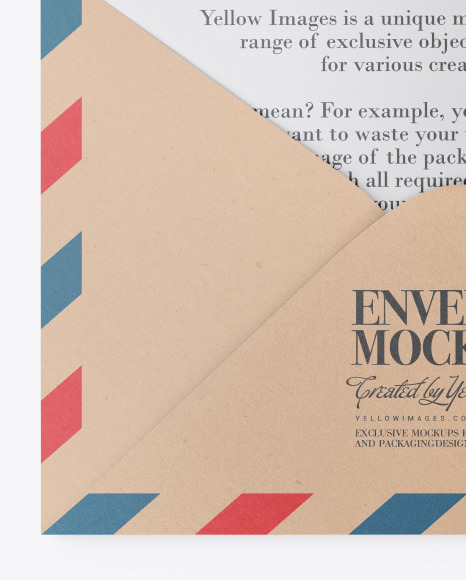 Kraft Envelope w  Postcard Mockup PSD #7