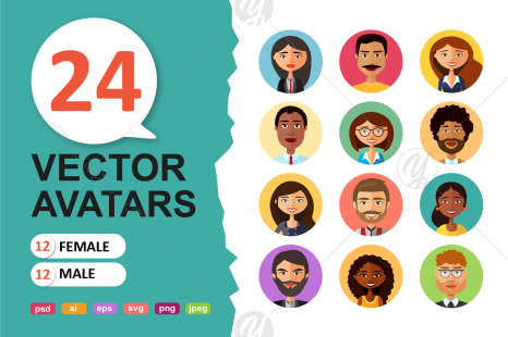 Vector Avatars Cartoon Flat Icon In Icons On Yellow Images Creative Store