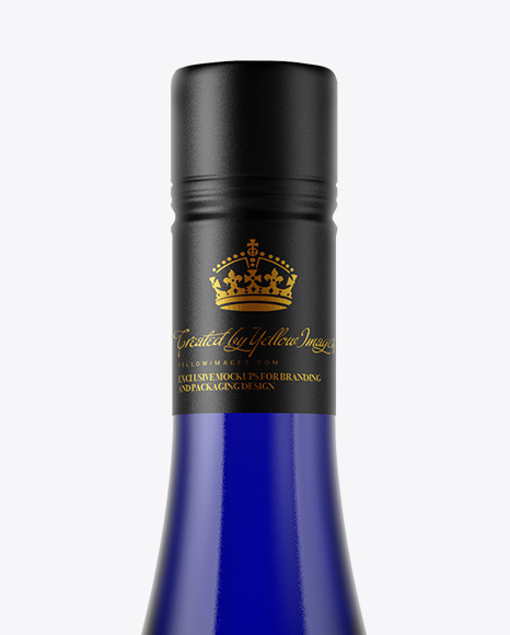 Blue Glass Wine Bottle Mockup PSD #3