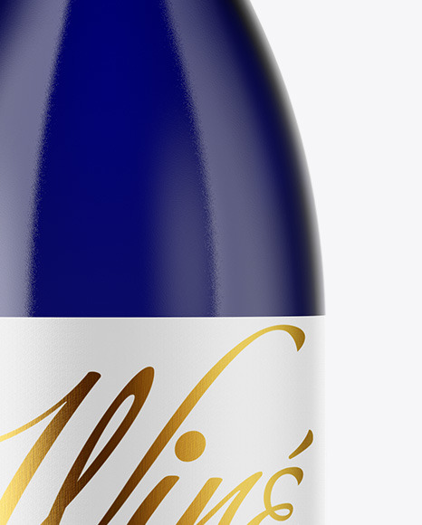 Blue Glass Wine Bottle Mockup PSD #4