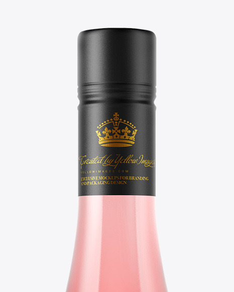 Clear Glass Pink Wine Bottle Mockup PSD #2