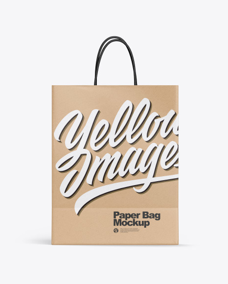 Kraft Shopping Bag W Rope Handles Mockup In Bag Sack Mockups On Yellow Images Object Mockups