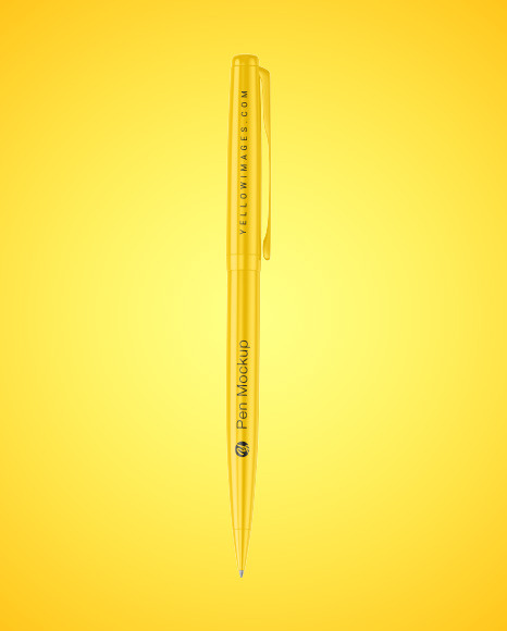 Download Glossy Pen In Stationery Mockups On Yellow Images Object Mockups PSD Mockup Templates