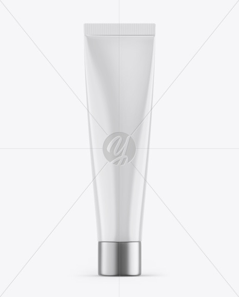 Download Glossy Cosmetic Tube W Metallic Cap Mockup In Tube Mockups On Yellow Images Object Mockups