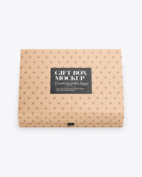 Gift Kraft Box Mockup PSD #2