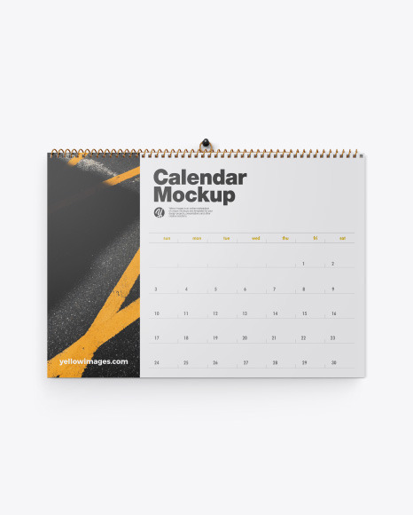 Matte Wall Calendar W Pin Mockup In Stationery Mockups On Yellow Images Object Mockups