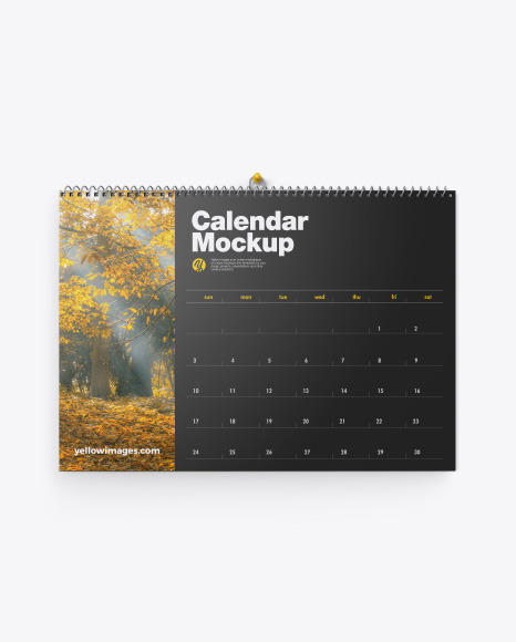 Matte Wall Calendar W Pin Mockup In Stationery Mockups On Yellow Images Object Mockups