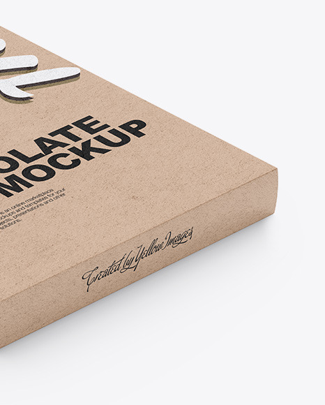 Download Kraft Chocolate Box Mockup Half Side View In Box Mockups On Yellow Images Object Mockups PSD Mockup Templates