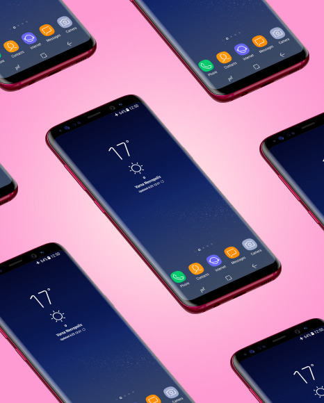 Burgundy Red Samsung Galaxy S8 Phone Mockup PSD #2