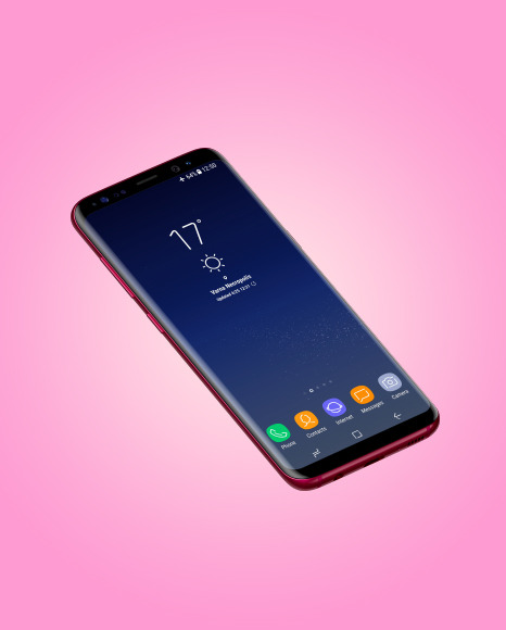 Burgundy Red Samsung Galaxy S8 Phone Mockup PSD #1