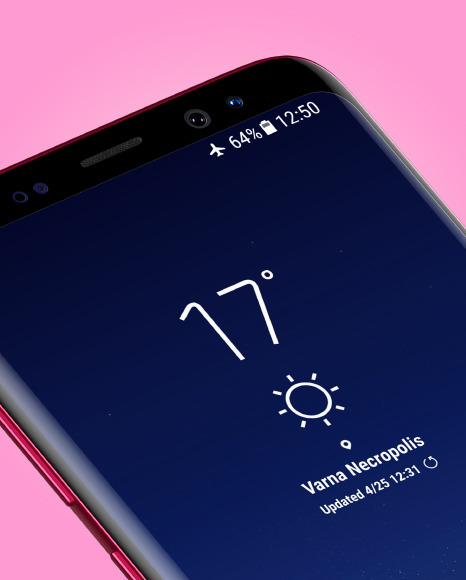 Burgundy Red Samsung Galaxy S8 Phone Mockup PSD #6