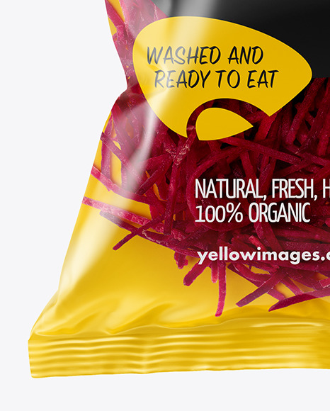 Plastic Bag With Shredded Beetroot Mockup In Bag Sack Mockups On Yellow Images Object Mockups