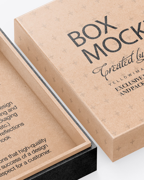 Download Opened Kraft Box Mockup In Box Mockups On Yellow Images Object Mockups PSD Mockup Templates