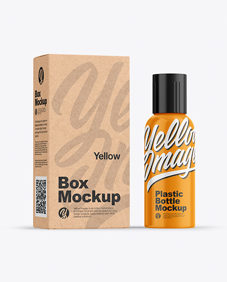 Download Kraft Box Glossy Bottle Mockup In Packaging Mockups On Yellow Images Object Mockups PSD Mockup Templates