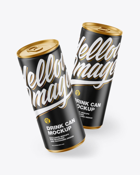 Download Two Metallic Drink Cans W Matte Finish Mockup In Can Mockups On Yellow Images Object Mockups PSD Mockup Templates