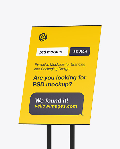 Download Poster Stand Mockup In Indoor Advertising Mockups On Yellow Images Object Mockups