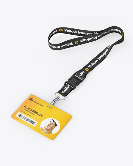 Download Horizontal Id Card Mockup Half Side View In Object Mockups On Yellow Images Object Mockups PSD Mockup Templates