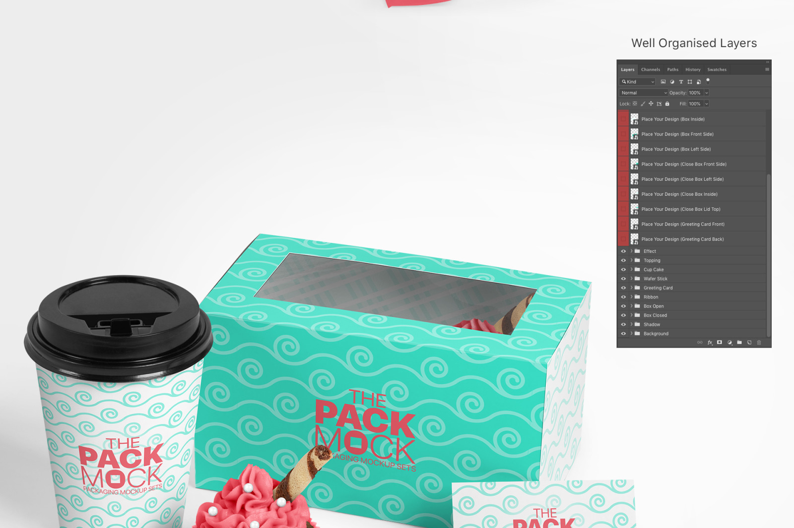 Download Cupcake Packaging Mockups - Box of Two Cupcakes in Packaging Mockups on Yellow Images Creative Store