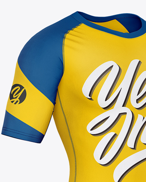 Download Compression T-Shirt Mockup - Front Half Side View in Apparel Mockups on Yellow Images Object Mockups