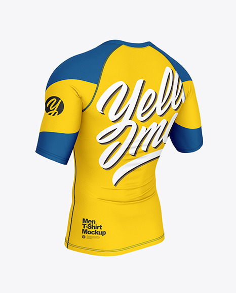 Download Compression T Shirt Mockup Back Half Side View In Apparel Mockups On Yellow Images Object Mockups