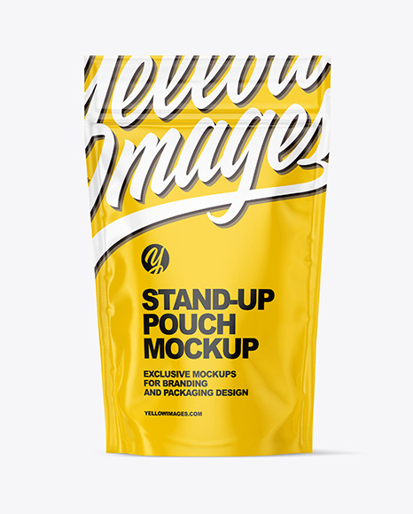 Download Glossy Stand Up Pouch With Zipper Mockup In Pouch Mockups On Yellow Images Object Mockups