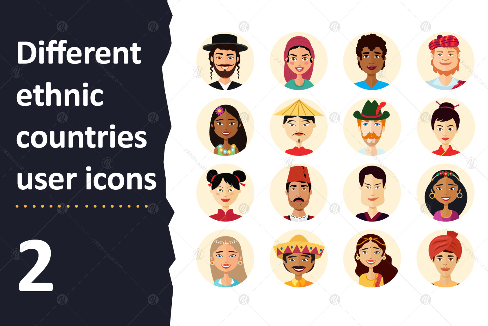 Download 64 Avatar Icons Vector People Collection In Icons On Yellow Images Creative Store PSD Mockup Templates