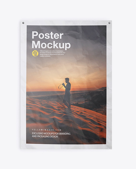 Crumpled Poster w  Pins Mockup PSD #2