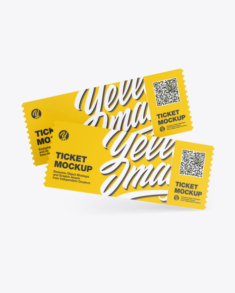 Two Tickets Mockup In Stationery Mockups On Yellow Images Object Mockups